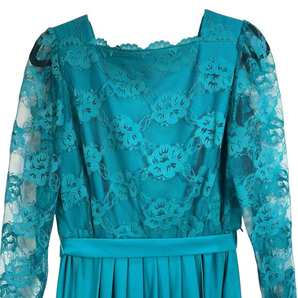 Handmade VTG Lace Dress SZ 10 Long Romantic Feminine Floral Cottagecore Fairy - Picture 5 of 16